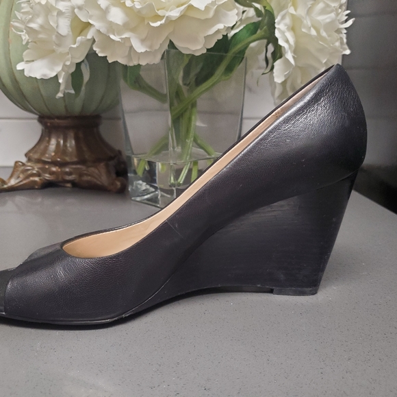 Black Leather Wedges - Picture 4 of 5